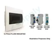 COMPLETE 12 WAY POLE FLUSH DISTRIBUTION BOARD SAFETY SWITCH RCD MAIN SWITCH