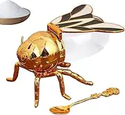 Decorative Bee-Shaped Honey Jar, Creative Crystal Syrup Dispenser, Seasoning Container With Spoon, Stylish Condiment Storage For Kitchen, Breakfast, Coffee, Tea, Baking