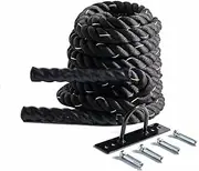 Battling Rope 1.5 inch 30 ft - Heavy Battle Rope Fitness Rope Exercise Training Rope for Outdoor Workouts Home Fitness Gym & Strength Training, Anchor Bracket Included