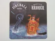 Beer Collectible Liquor Coaster ~ FIREBALL Whisky ~ Seattle KRAKEN Hockey Team