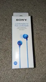 Sony MDR-EX15LP Comfortable Fit Stereo Headphones Earbuds Blue w/Noise Isolation