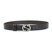 [Gucci] Gucci-Black And Brown Reversible Calfskin Belt-Uomo 90 OS