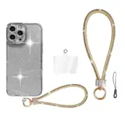 Phone Lanyard Universal, Wrist Strap Glitter with Phone Patches String Gold