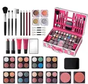 Teen Makeup Kit - Multi-functional Beauty Train Case with Makeup Kit | Eyeshadow Highlighter Blush Brush Set with Makeup Box for Women Worker