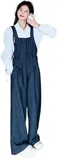 [YiKeGuiHuaShu] Overalls for Women, Spring and Autumn Loose, Retro, Wide-Leg Pants, Casual Straight Jumpsuits