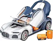 Scale Finished Model Car Scale Supercars 1/24 for Bugatti ATLANTIC Finished Model Cars Die-cast Sound Light Pull-back Vehicles Miniature Replica Car(Blue)