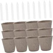 40pcs Paper Plant Nursery Pots Seedling Cups Pulp Cups for Vegetable Flower Starter Planting Transplantable Nursery Trays with Labels
