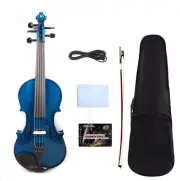 Electric Violin 5 String 4/4 Full Size Maple Spruce Solid Violin Hand Made Blue
