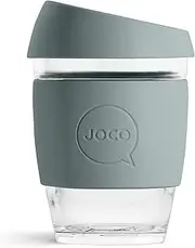 JOCO 12oz Glass Reusable Coffee Cup (Bluestone)