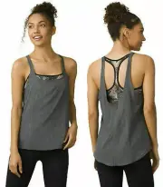 NEW prAna HEATHER GREY SWAY YOGA WORKOUT TANK TOP BUILT IN SPORTS BRA SZ XL
