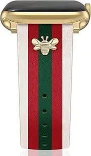 [MOINSPIRE] Designer Leather Bands with Charms Compatible with Apple Watch 38mm 40mm 41mm 42mm(S10) 42mm(S1/2/3) 44mm 45mm 46mm 49mm Women Men Strap for iWatch Series 10/9/8/7/6/5/4/3/2/1/SE/Ultra1 2