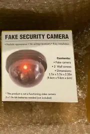 1 - Dummy Camera Fake Security CCTV Dome Camera with Flashing Red LED Light