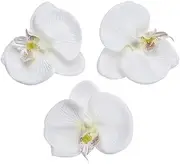 Fake flower Heads in Bulk Wholesale for Crafts Artificial Flowers Silk Butterfly Orchid Head for Wedding Home Decoration DIY Party Festival Decor Flores Cymbidium Handmade 20pcs 8cm (White)