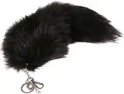 [URSFUR] Huge Fluffy Black Fox Tail Cosplay Toy Fur Key Chain Bag Pendant Ring
