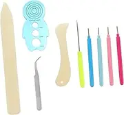 TEMPNAP Comfy Grip Quilling Tool Set 9pcs Slotted Paper Quilling Pens Needle Tools for Art Random Color