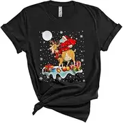 [Generic] Santa Riding Reindeer Goat, Awesome Christmas Farmer Animal Lover, X-mas Pajama Family Group Unisex T-Shirt