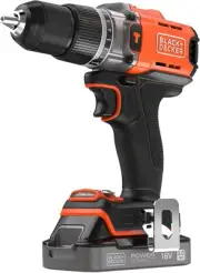 BLACK+DECKER 18V Cordless Hammer Drill with Battery Charger & Drill Attachment