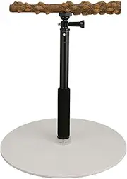 Play Stand, Adjustable Telescopic Stand, Naturals Wood Perch Play Stand with Potty Tray, Portable Bird Cage Branch Perch Accessories