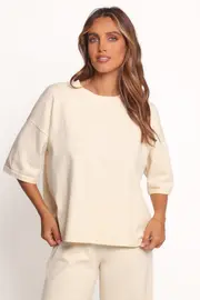 [PUP14] Ash Knitted T-Shirt - White L cream