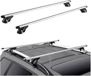 STIDPFZX Roof Rack Crossbar Adjustable Aliuminum Roof Rail Crossbar Baggage Luggage Carrier 200LBS Top Roof Crossbar Silver Black