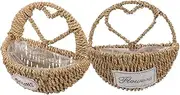 Happyyami Jute Wall Baskets 2pcs Hanging Plant Pots Straw Indoor Planters Decorative Wall Hanging Baskets