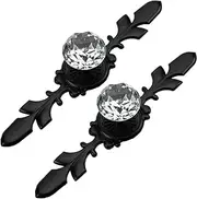 Crystal Drawer Knobs,Dresser Knobs,2 Pack Crystal Drawer Knobs Diamond Shape Cabinet Door Knobs Cupboard Wardrobe Drawer Pull Handles with 170mm Black Leaf Plate (Color : Black 120mm) Black 120mm (Co