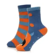 Bertie & Bo Kids 2pk Monster & Stripes Design Brushed Chenille Slipper Socks