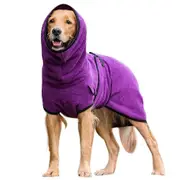 Cozy Toweling Bathrobe for Puppies and Pet Dogs with Drying Apparel Purple 3XL