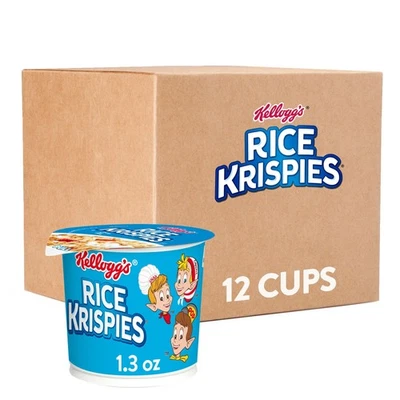 Kellogg's Rice Krispies Breakfast Cereal Cups Kids Snacks Cereal Cup to Go Or...