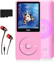 MP3 Player, Music Player with 16GB Micro SD Card, Ultra Slim Music Player with Built-in Speaker, Photo Viewer, Video Play, FM Radio, Voice Recorder, E-Book Reader (Rose)