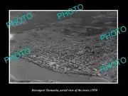 OLD POSTCARD SIZE PHOTO DEVONPORT TASMANIA AERIAL VIEW OF THE TOWN c1950