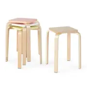 Costway 18 in. H Set of 4 Colorful Square Stools Stackable Wood Stools with Felt