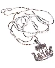 Jean Claude Silver Viking Ship Necklace