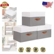 Collapsible Fabric Storage Baskets with Lids - Versatile Organizer Set, 15x9.8in