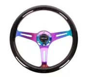 NRG Classic Wood Grain Steering Wheel (350mm) Black Paint Grip w/Neochrome (for: Volkswagen)