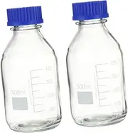 HOMOBABE 2Pcs Glass Chemical Bottle Transparent Laboratory Sample Sealing Bottles with Graduation for Accurate Measurement and