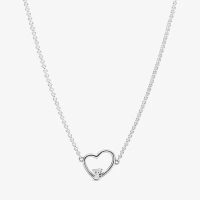 New Genuine Pandora Asymmetric Heart of Love Collier Necklace 397797CZ-45cm