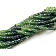 Faceted Green Jade Natural Gemstone Heishi Disc Tyre Shape Beads 8mm 16" Long