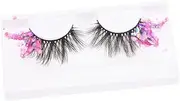 Gatuida 1 Pair Glitter False Eyelashes Sparkle Sparkly Faux Neon Like Women Festival Fluffy Volume Eyelashes Light Fringe Oversized Colored Lash Extensions Woman Allure Thick Rosy Fiber
