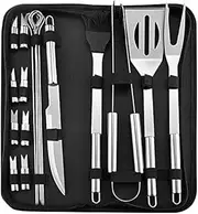 BBQ Grill Accessories Tools Set, Portable Case Stainless Steel Barbecue BBQ Set,18 PCS Barbeque Accessories, Stainless Steel Grill Tools Set for Smoker,Camping, Kitchen,Outdoor Grilling Kit