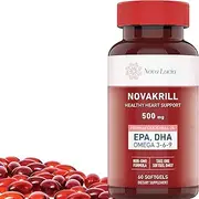 Natural Krill Oil Omega 3 6 9 Supplement, Burpless 60 Red Liquid Softgels, Rich in EPA, DHA, Astaxanthin, No Fishy Aftertaste, 1000mg per 2 Softgels