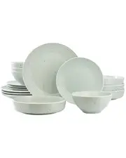 Elama Emilia 16pc Double Bowl Stoneware Dinnerware Set