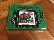 CAST IRON METAL TEA POT TILE ART TRIVET MOOSE CABIN DECOR..PORT BLANDFORD