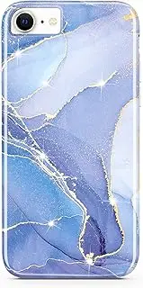 JIAXIUFEN iPhone SE 2022 Case,iPhone SE 2020 Case, Gold Sparkle Glitter Marble Desgin Slim Shockproof Flexible Cover Phone Case for iPhone 6/6S/7/8/SE 2020 2022 Light Blue