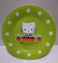 在飛比找Yahoo!奇摩拍賣優惠-全新HELLO KITTY 粉綠雛菊圓瓷盤/點心盤.沙拉盤