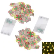 2pcs Christmas Lights Jingle Bell Gift Box String Lights for Xmas Party Home Decorations-Style 2