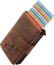 [Fa.Volmer] Pop-up Card case Made of Genuine Leather with/Without Coin Compartment for Men and Women, max. 11 Cards, RFID Protection, Wallet VO24/31