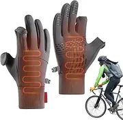 [Acunny] Touchscreen Gloves, Hiking Gloves, 2 Non-Slip Gloves in Fingerless Design, Running Equipment for Cold Weather, Fleece Lined Gloves for Commuting, Fishing