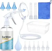 Ear Wax Removal Tool, Ear Cleaning Kits Safe Ear Irrigation Kit Ear Flush Kit for Adults Kid, Ear Wax Washer System Easy to Operate, Includes Basin, Syringe, Towel and Disposable Tips