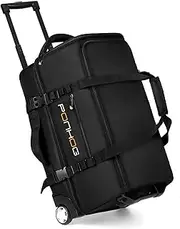 [Lekebobor] Rolling Duffle Bag with Wheels - 60L Large Wheeled Travel Duffel Bag with Shoe Compartment Water Resistant Duffle Bag for Traveling Gym Overnight Trip Weekender Black